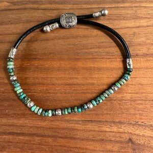 John Varvatos Silver and Turquoise Beaded Bracelet